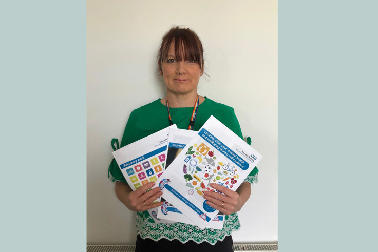 Justine Norris with her resource packs Justine Norris with her resource packs